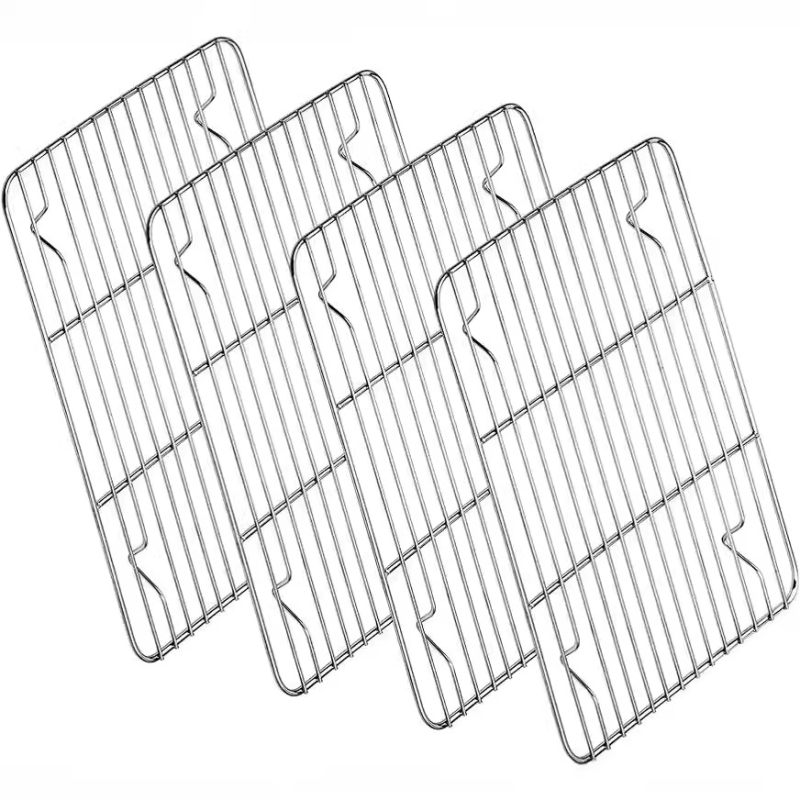 Nerūdijančio plieno kvadratinė kepimo skarda su integruota aušimo grotelė – 304 klasės, poliruotas paviršius