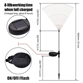 Saulės energijos LED žemės šviestuvai, gėlių formos, IP65 atsparūs vandeniui, lauko sodo dekoras, mygtuko valdymas