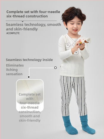 Vaikų pižamų komplektas iš Lycra, šukuotas medvilnės audinys, 95% medvilnė, dryžių ir animacinių piešinių raštas, 3–8 metų amžiaus