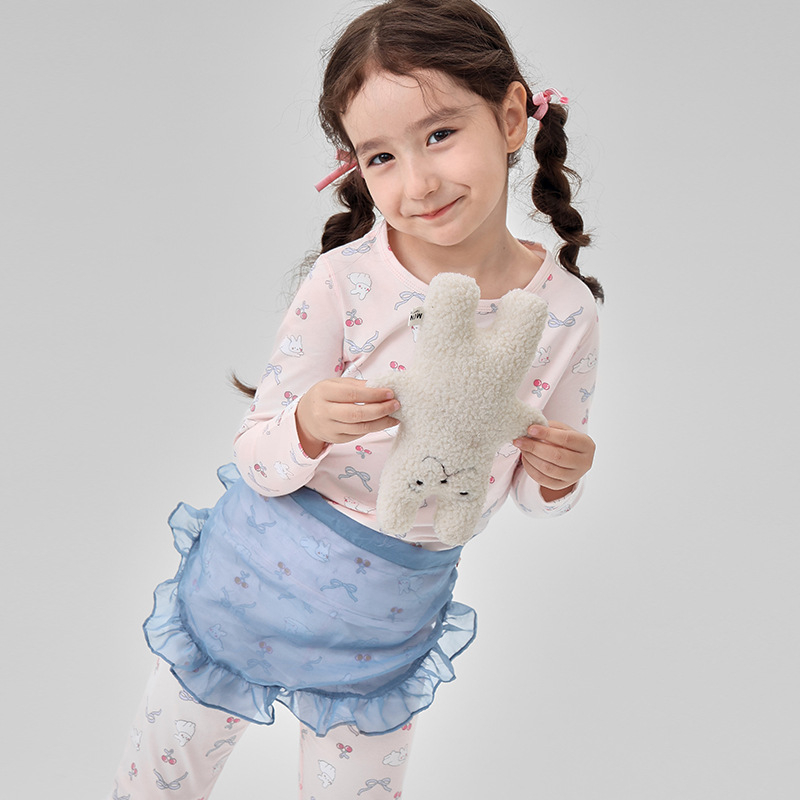 Vaikų pižamų komplektas iš Lycra, šukuotas medvilnės audinys, 95% medvilnė, dryžių ir animacinių piešinių raštas, 3–8 metų amžiaus