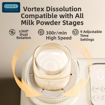 OIDIRE Elektromos tejkeverő és melegítő 3 az 1-ben babáknak (0–2 évesek), 4–6 perc melegítés, szigetelés, keverés és melegítés, hálózati áramellátás