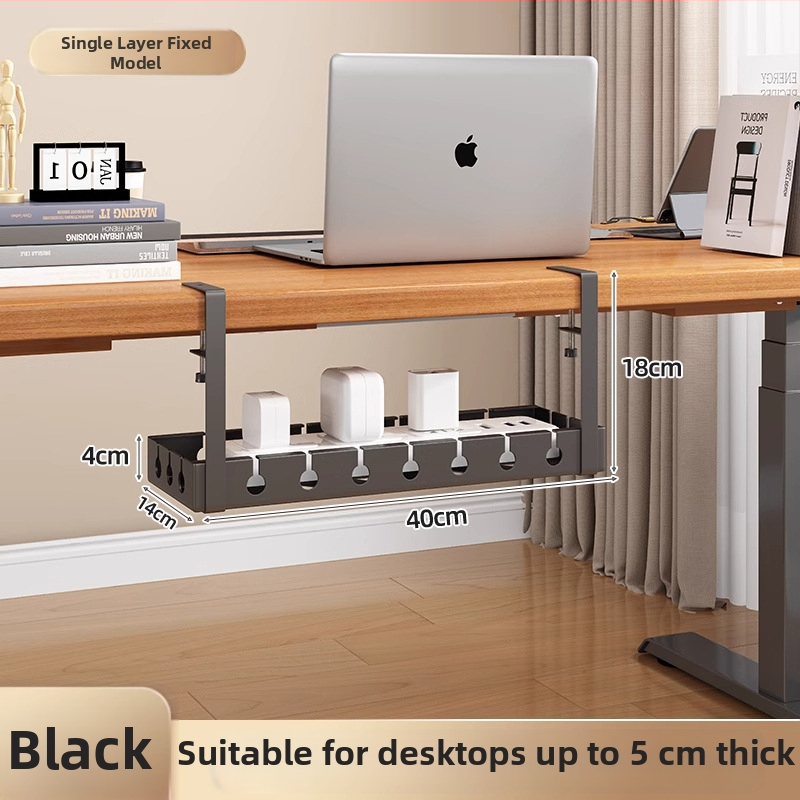 Po stalviršiu ištraukiamas kabelių organizatorius, plienas, šiuolaikiškas paprastas stilius, kabelių valdymas