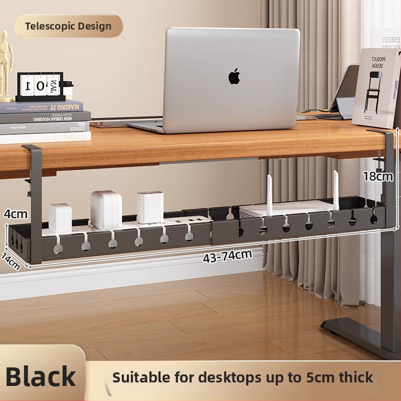 Po stalviršiu ištraukiamas kabelių organizatorius, plienas, šiuolaikiškas paprastas stilius, kabelių valdymas