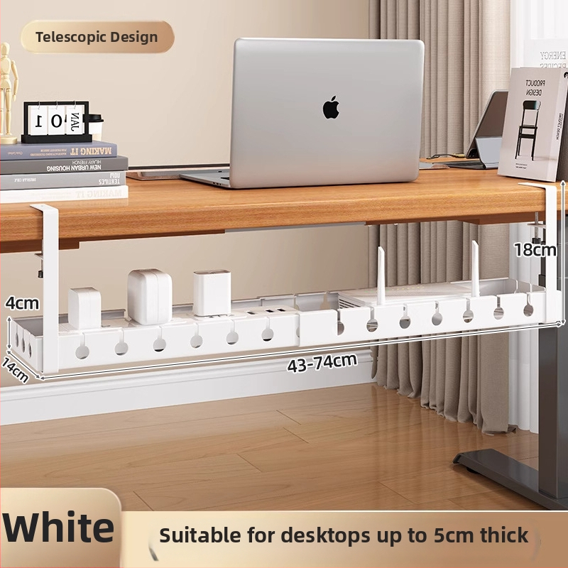 Po stalviršiu ištraukiamas kabelių organizatorius, plienas, šiuolaikiškas paprastas stilius, kabelių valdymas