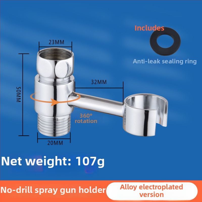 Tualeto purškimo pistoleto laikiklis - universalus be gręžimo sukinėjamu tvirtinimu (varis, Wolf Kiss, Sukiojamas, Be gręžimo, Universalus)