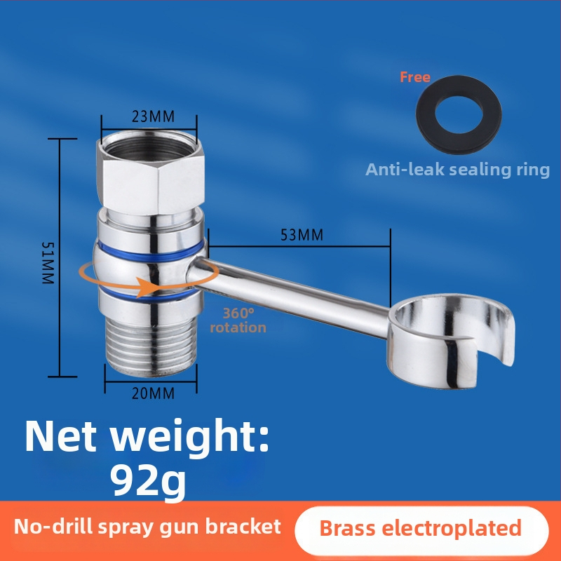 Tualeto purškimo pistoleto laikiklis - universalus be gręžimo sukinėjamu tvirtinimu (varis, Wolf Kiss, Sukiojamas, Be gręžimo, Universalus)