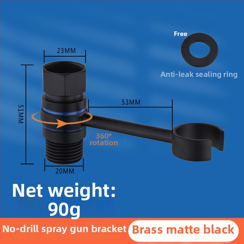 Tualeto purškimo pistoleto laikiklis - universalus be gręžimo sukinėjamu tvirtinimu (varis, Wolf Kiss, Sukiojamas, Be gręžimo, Universalus)