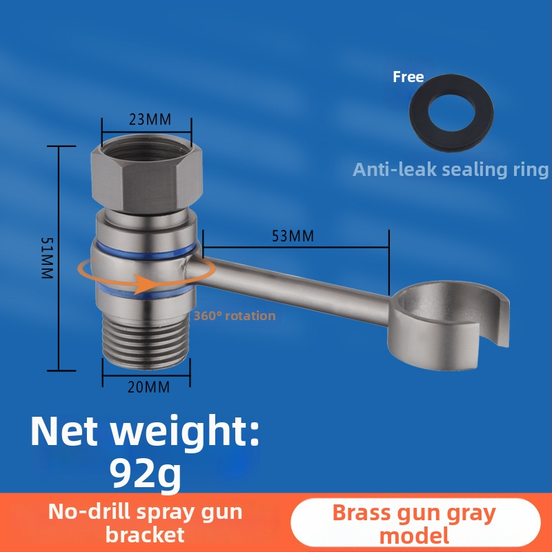 Tualeto purškimo pistoleto laikiklis - universalus be gręžimo sukinėjamu tvirtinimu (varis, Wolf Kiss, Sukiojamas, Be gręžimo, Universalus)