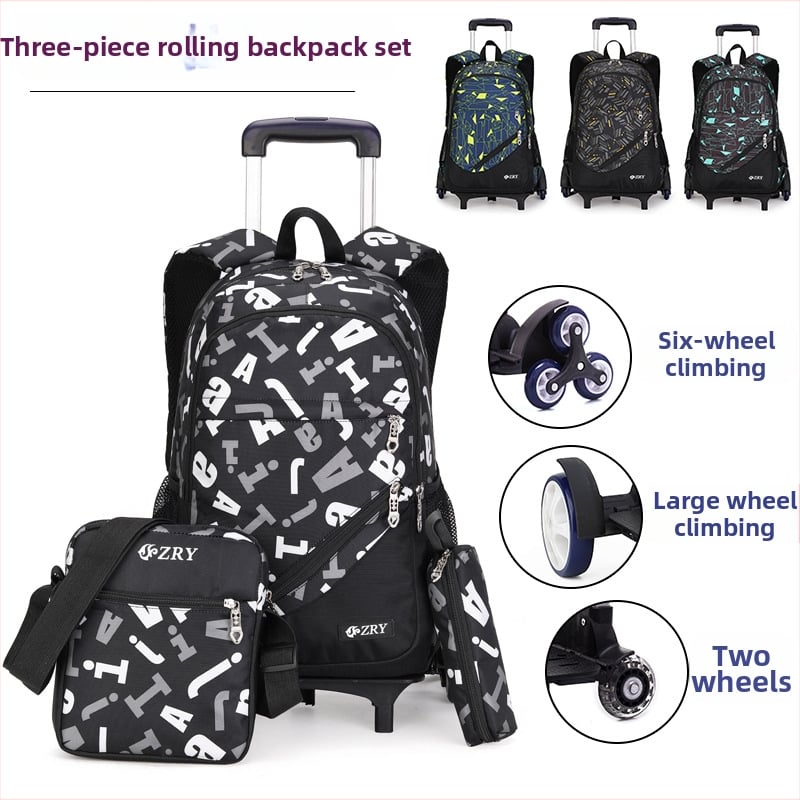 Ratinė mokyklinė kuprinė berniukams, pradinė mokykla, modelis 9124#, nailonas; kvėpuojanti, atspari dėvėjimui, mažina apkrovą.