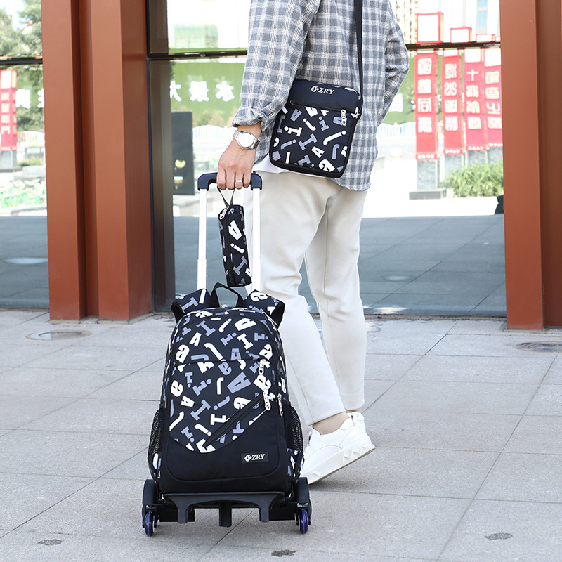 Ratinė mokyklinė kuprinė berniukams, pradinė mokykla, modelis 9124#, nailonas; kvėpuojanti, atspari dėvėjimui, mažina apkrovą.