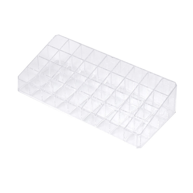 Cutie de depozitare pentru produse cosmetice din acrilic transparent, cu compartimente — organizator de machiaj pe birou, stil modern minimalist