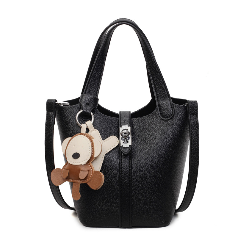 Lychee-mustriga PU ämberkott, linnaline lihtsus, lukustuv avamine, polsterdusega puudub, suvi 2025