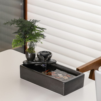 Κεραμικός επιτραπέζιος καταρράκτης νερού – μίνι τοπίο, γυαλισμένος, βαμμένος, για σαλόνι και γραφείο (Υλικό: Κεραμικό; Επιφάνεια: Γυαλισμένη; Κατασκευή: Βαμμένη; Στυλ: Νέος Κινέζικος Στυλ)