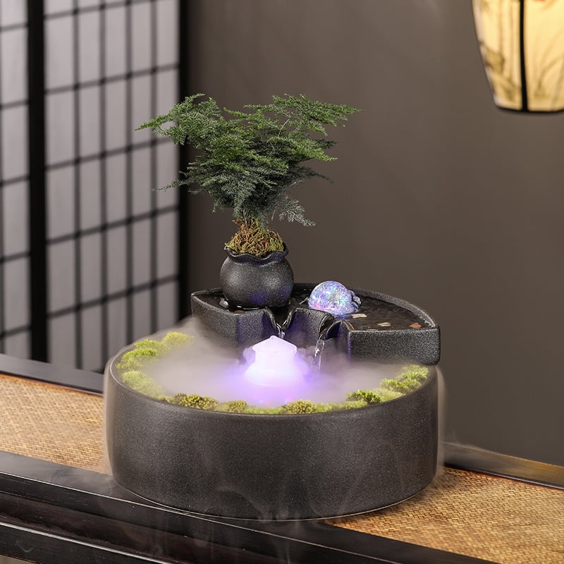 Κεραμικός επιτραπέζιος καταρράκτης νερού – μίνι τοπίο, γυαλισμένος, βαμμένος, για σαλόνι και γραφείο (Υλικό: Κεραμικό; Επιφάνεια: Γυαλισμένη; Κατασκευή: Βαμμένη; Στυλ: Νέος Κινέζικος Στυλ)