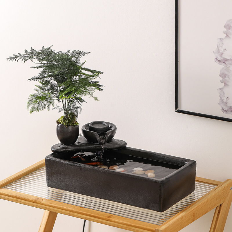 Κεραμικός επιτραπέζιος καταρράκτης νερού – μίνι τοπίο, γυαλισμένος, βαμμένος, για σαλόνι και γραφείο (Υλικό: Κεραμικό; Επιφάνεια: Γυαλισμένη; Κατασκευή: Βαμμένη; Στυλ: Νέος Κινέζικος Στυλ)