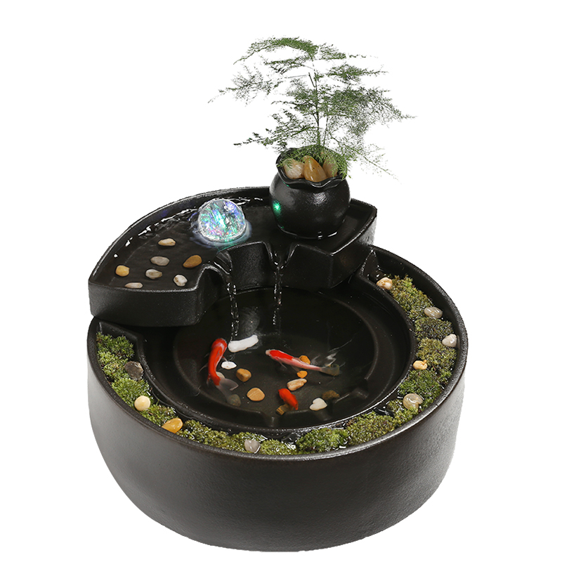 Κεραμικός επιτραπέζιος καταρράκτης νερού – μίνι τοπίο, γυαλισμένος, βαμμένος, για σαλόνι και γραφείο (Υλικό: Κεραμικό; Επιφάνεια: Γυαλισμένη; Κατασκευή: Βαμμένη; Στυλ: Νέος Κινέζικος Στυλ)