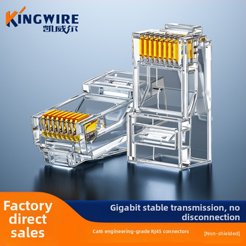 Cat6 RJ45 kristalų galvos jungtis, auksu padengta, Kingwire Kewell