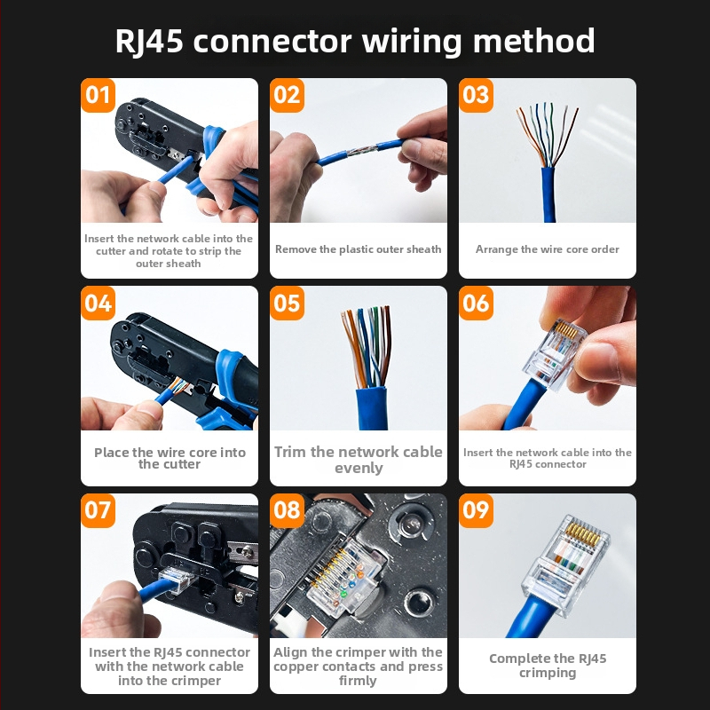 Cat6 RJ45 kristalų galvos jungtis, auksu padengta, Kingwire Kewell
