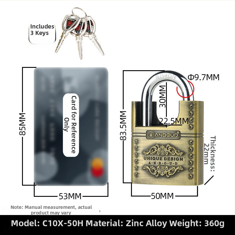 Namų spyna Tipas C – Anbond, lydinio plienas, šiuolaikiškas paprastumas
