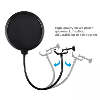 J.I.Y PC-01 Mikrofono pop filtras su dviejų sluoksnių filtru, vėjo atsparus, profesionalus dizainas