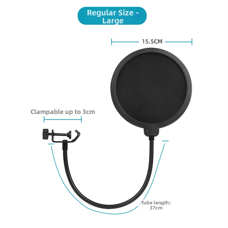 J.I.Y PC-01 Mikrofono pop filtras su dviejų sluoksnių filtru, vėjo atsparus, profesionalus dizainas