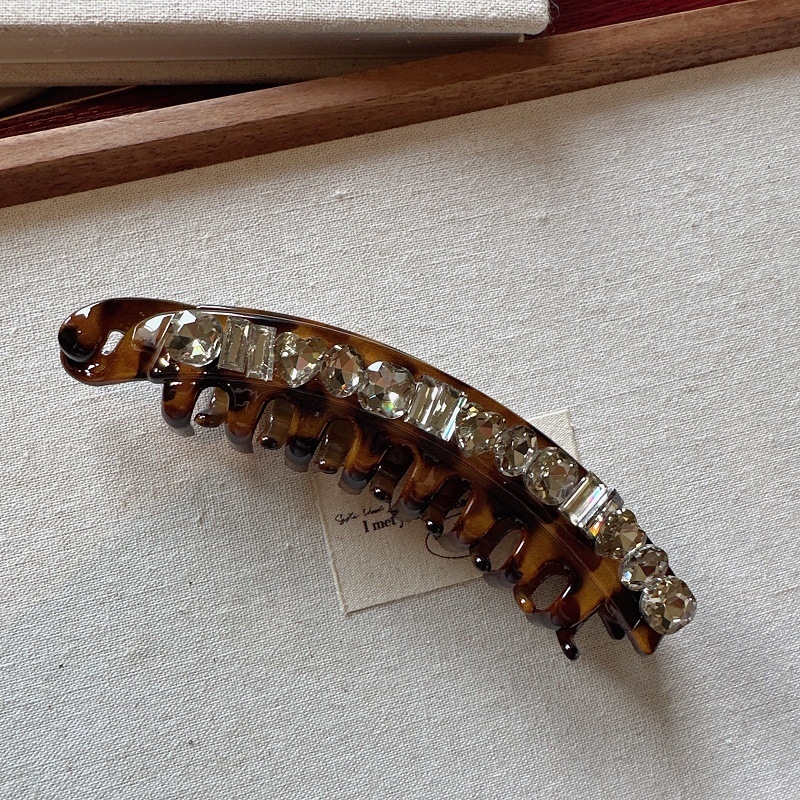 Banaanijuukseklips – kunstlikud kristallid, käsitöö, peakatte aksessuaar, suvi 2024