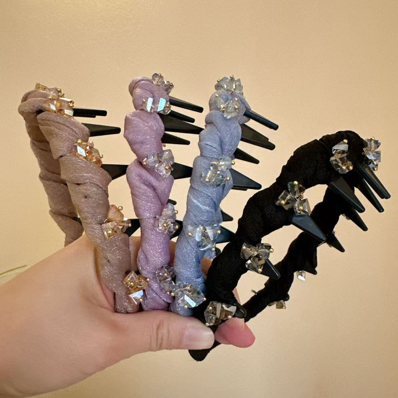 Κορδέλα μαλλιών με κρύσταλλα - χειροποίητο, πολυεστερικό, ελαφρύς πολυτελής στυλ, για γυναίκες, καλοκαίρι 2025