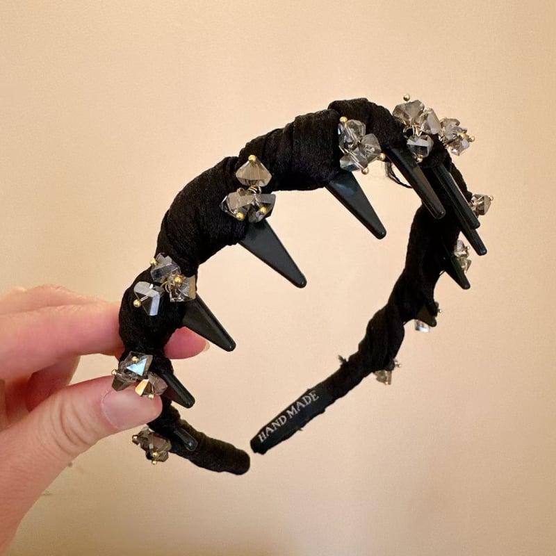 Κορδέλα μαλλιών με κρύσταλλα - χειροποίητο, πολυεστερικό, ελαφρύς πολυτελής στυλ, για γυναίκες, καλοκαίρι 2025