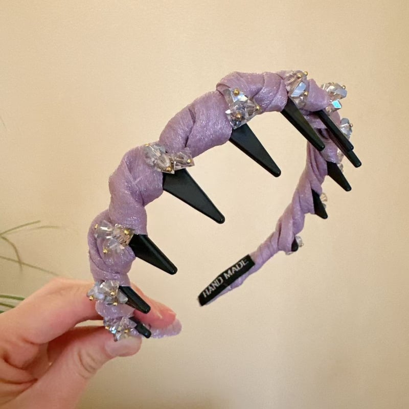 Κορδέλα μαλλιών με κρύσταλλα - χειροποίητο, πολυεστερικό, ελαφρύς πολυτελής στυλ, για γυναίκες, καλοκαίρι 2025