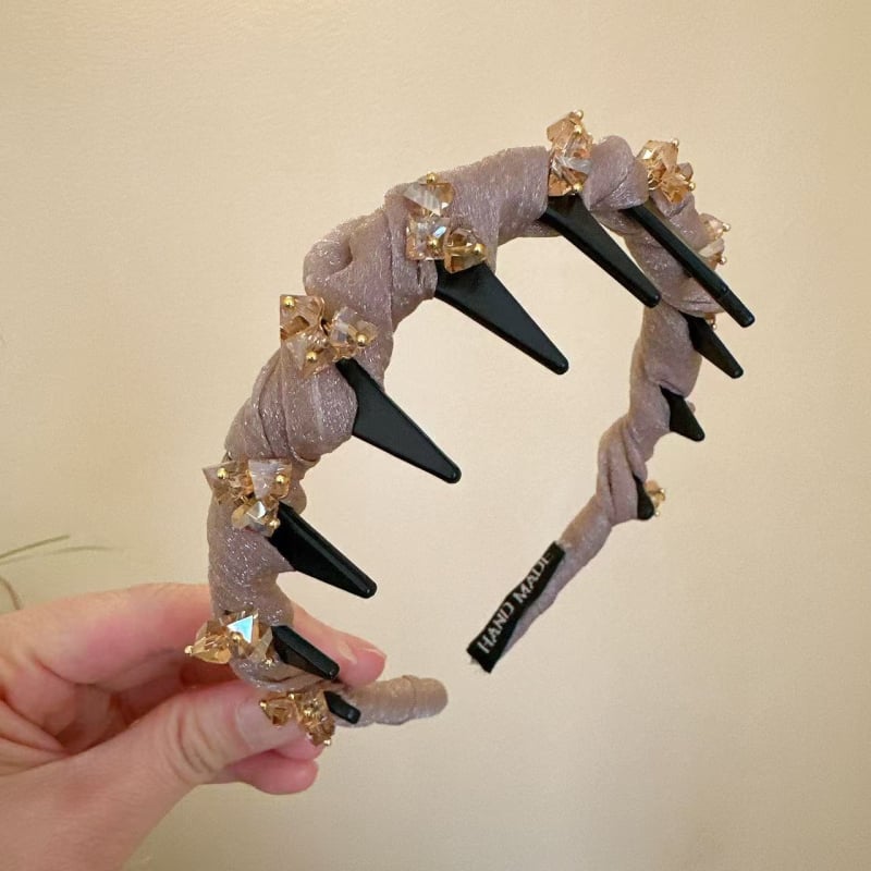 Κορδέλα μαλλιών με κρύσταλλα - χειροποίητο, πολυεστερικό, ελαφρύς πολυτελής στυλ, για γυναίκες, καλοκαίρι 2025