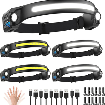 Silikona galvas lampa ar dubultiem LED, uzlādējama 1200mAh baterija, ūdensizturīga, darbības diapazons līdz 200 m