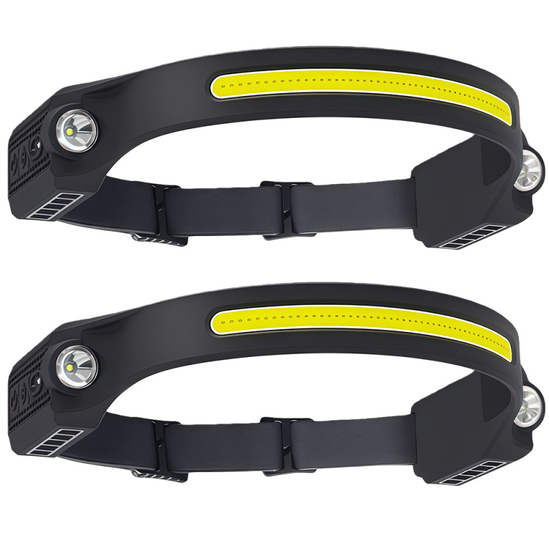 Silikona galvas lampa ar dubultiem LED, uzlādējama 1200mAh baterija, ūdensizturīga, darbības diapazons līdz 200 m