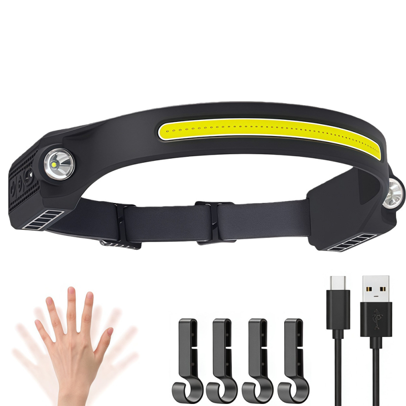 Silikona galvas lampa ar dubultiem LED, uzlādējama 1200mAh baterija, ūdensizturīga, darbības diapazons līdz 200 m