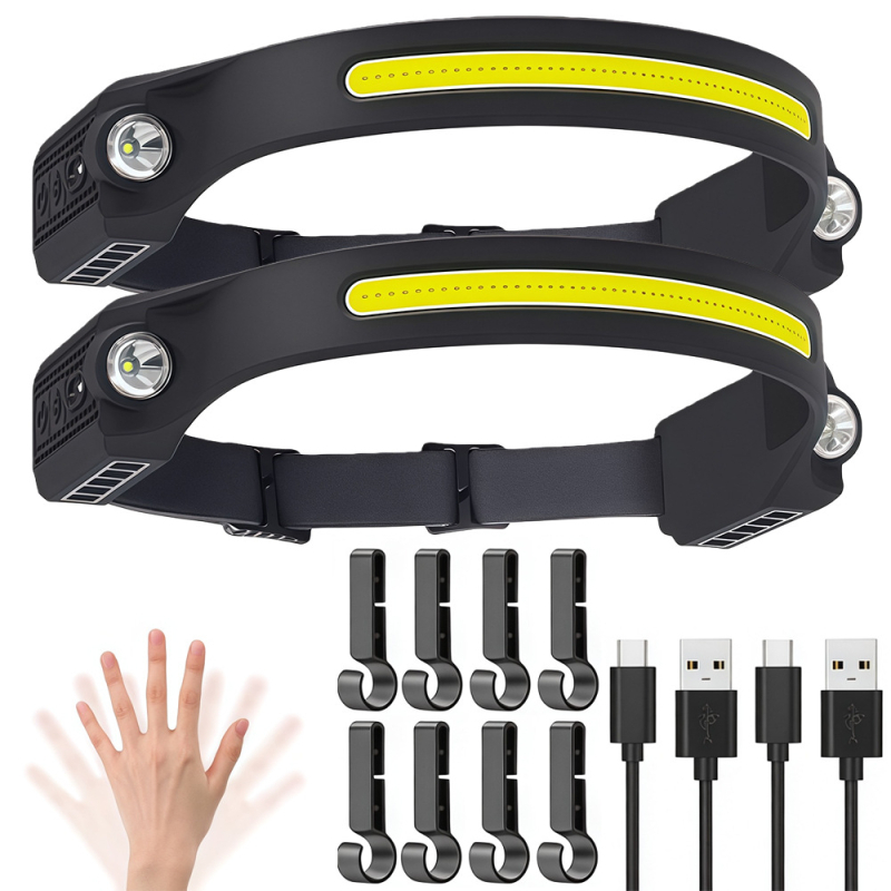 Silikona galvas lampa ar dubultiem LED, uzlādējama 1200mAh baterija, ūdensizturīga, darbības diapazons līdz 200 m