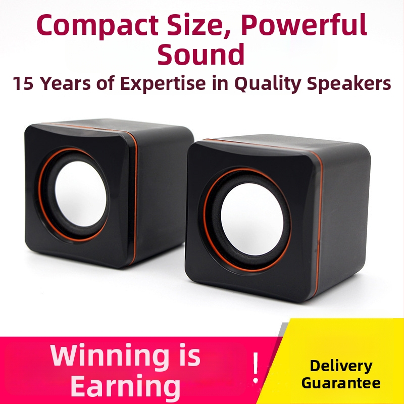 Kompaktiniai kompiuterio garsiakalbiai 2.0, galia 2×3W, USB maitinimas, USB ir 3,5 mm įvestis, dažnių diapazonas 60 Hz–15 kHz