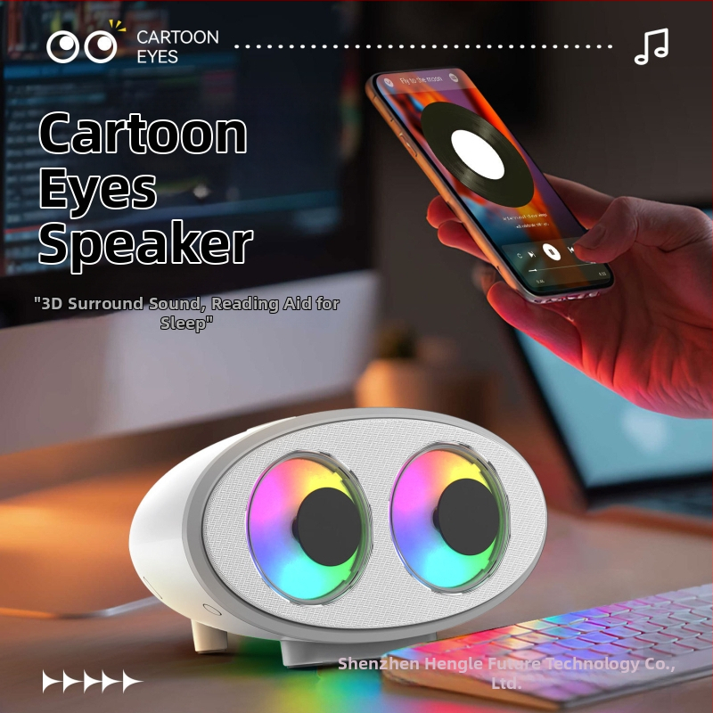 Bluetooth reproduktor s kreslenými očami, biely šum, RGB osvetlenie, atmosférický zvuk – kreatívny darček