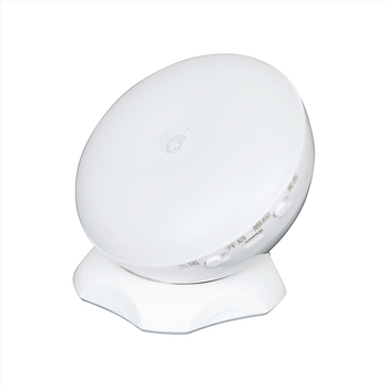 Lumină de noapte LED cu senzor de mișcare, rotire 360°, alimentare cu baterie, întrerupător inductiv, model SNL-1, abajur PC — Corbino