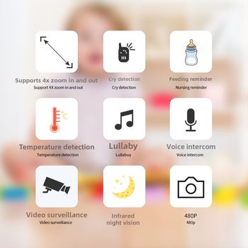Haochen nutikas beebimonitor HD-kaugvaatega, nuttude tuvastus, temperatuurisensor, toitumise meeldetuletus, kahepoolne interkom