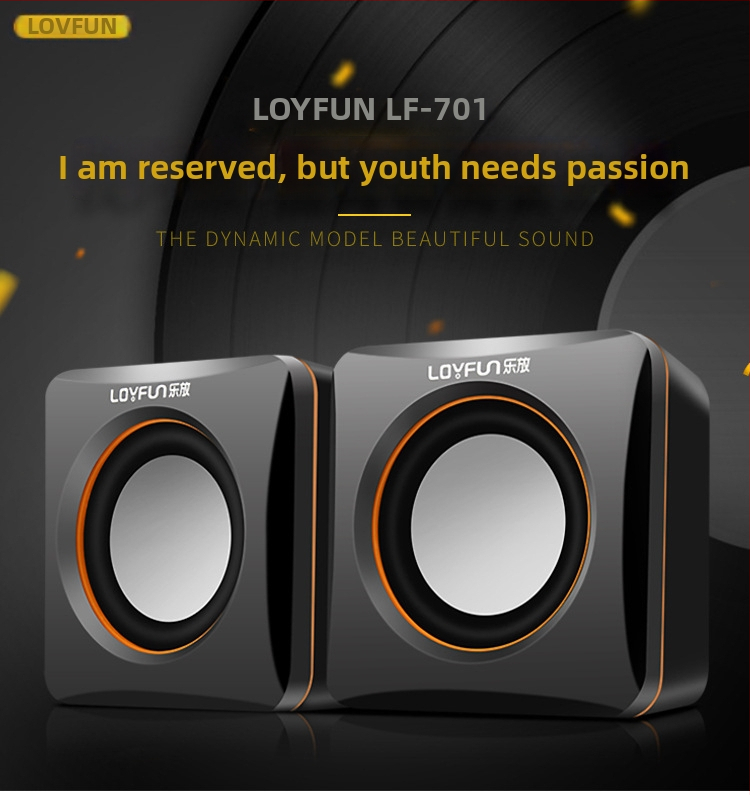 LF-701 Mini kompiuterių garsiakalbiai, USB sąsaja, 3,5 mm garso kištukas, 2 kanalų stereo