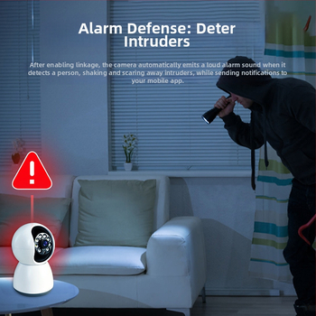 IP kamera pre vnútorné aj vonkajšie použitie, 360° pokrytie, nočné videnie, diaľkové sledovanie cez Wi‑Fi, detekcia pohybu a ľudských postáv, 14 mm objektív