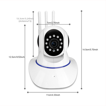 Belainė IP kamera su WiFi, 2MP, 3,6 mm objektyvas, naktinis matymas, trys antenos, UFO stilius