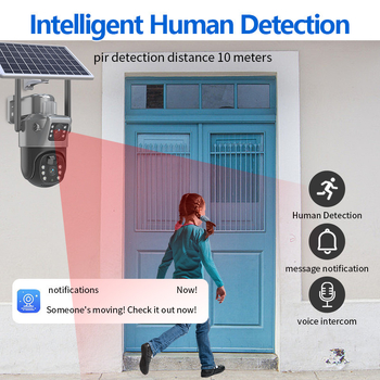 Saulės energijos stebėjimo kamera su 4G, 6MP CMOS jutikliu, 1920x2160 raiška, 4 mm objektyvas, naktinis matymas