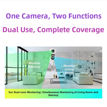 Dvigubos objektyvų kamera vidaus stebėjimui belaidžiu Wi‑Fi ir nuotoline prieiga per telefoną; 0.01 lx minimalus apšvietimas; SNR > 48 dB; -10…50°C; Atšvaitinio apšvietimo kompensavimas; Signalo funkcija