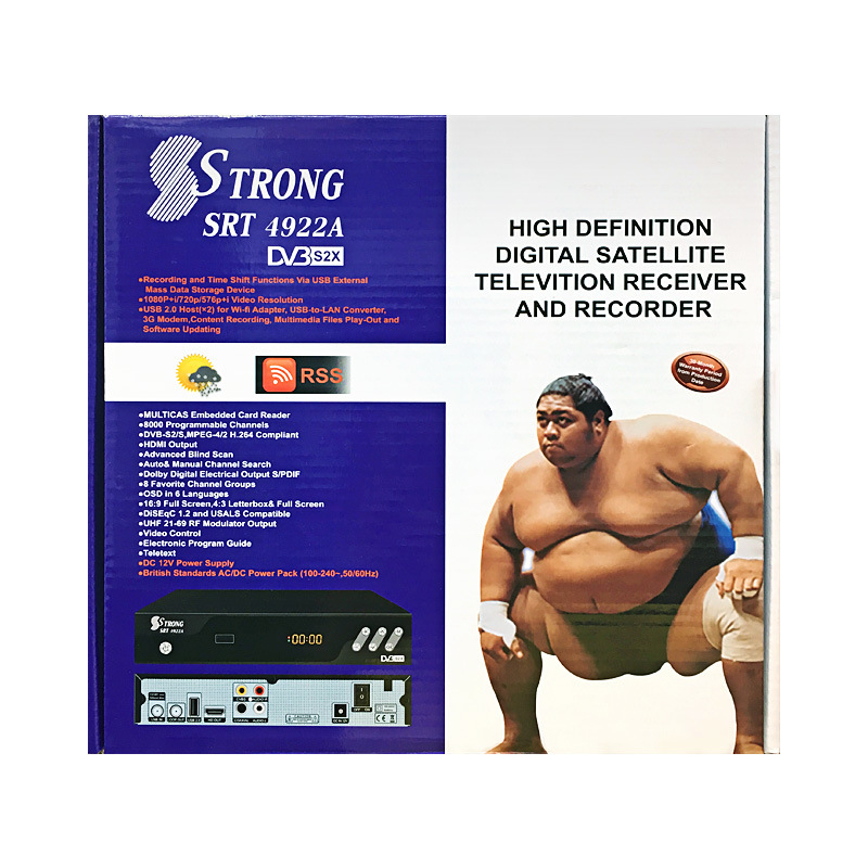 SSTRONG SRT 4922A HD TV set-top box, USB/HDMI/AV/TV sąsaja, įdiegta flash atmintis, 3C sertifikatas