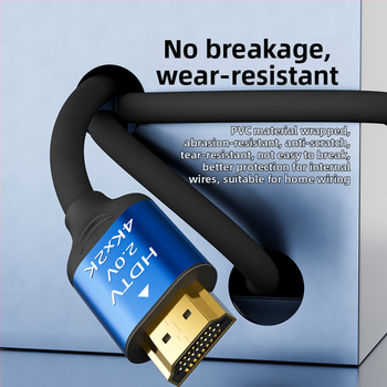 HDMI kabelis 4K 2.0 su auksu dengtomis jungtimis, varinis laidinimas, skirtas TV