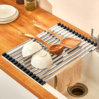 Raft de scurgere pentru chiuvetă; oțel inoxidabil; pliabil; seria Draining rack; Hong Junda – personalizare cu logo