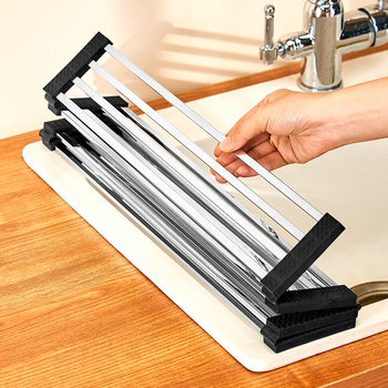 Raft de scurgere pentru chiuvetă; oțel inoxidabil; pliabil; seria Draining rack; Hong Junda – personalizare cu logo