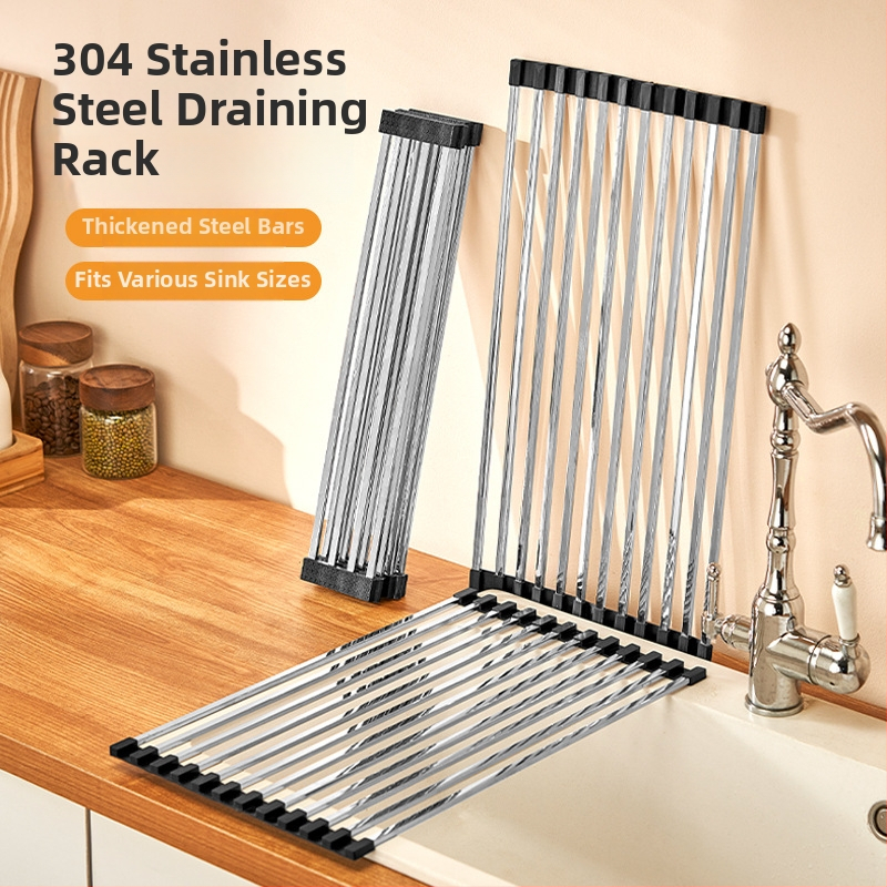 Nerūdijančio plieno praustuvo drenažo laikiklis, sulankstomas; Draining rack serija; Hong Junda – pritaikymas su logotipu