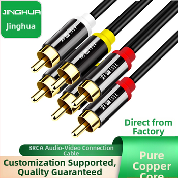 RCA garso ir vaizdo kabelis, auksu dengti kištukai, plika vario šerdis, lydinio korpusas, modelis A110E