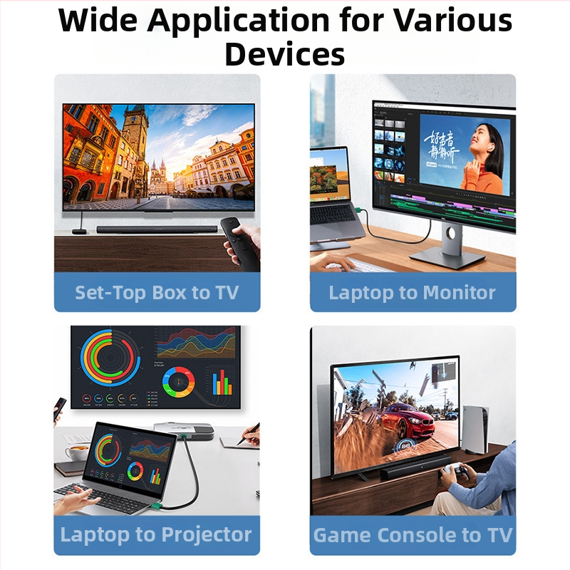 HDMI 2.1 pagarināšanas kabelis ar vara vadītāju 8K televizoriem, projektoriem, monitoriem un set-top kastēm